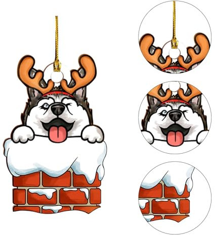 Acryl Hund Ornament Weihnachtsbaum Hängende Schild Statuen Dekorationen Festival Party DIY Segen Welpe Anhänger Neujahr Baum Hängende Anhänger