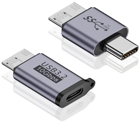 Maxhood USB C to Micro B Adapter (2 Styles), USB C Male to Micro B Male Adapter+USB C Female to Micro B Male Adapter, 10Gbps USB C 3.2 to Micro B Data Charging Adapter for External Hard Drives Cable