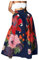 RuiGuio Maxirock Damen Blumen High Waist Party Lang Rock mit Tasche Blumenmuster Swing Strandrock Festlich Rock Hochzeit Cocktail Langrock (A-Dark Blue, M)