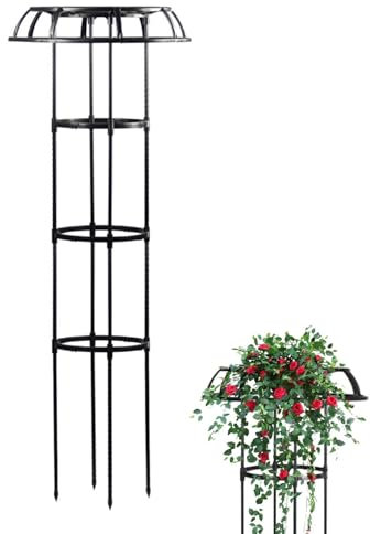 Garden Obelisk Trellis For Climbing Plants | Obelisks For Climbing Plants | Trellis For Climbing Plants | Wisteri-a Umbrella Support Frame | Black Trellis For Climbing Plants