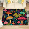 Teppich Pilze - Teppich Wohnzimmer Schlafzimmer Pilz, Großer Teppich Botanischer, Weich Kurzflor & Waschbar & rutschfest Wohnzimmerteppich, Kinderteppich, Bettvorleger 100x200 cm