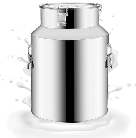 Adima Bidon À Lait En Acier Inoxydable, Seau À Lait, Seau À Vin, Petit Bidon À Lait, Pichet Fourre-Tout Avec Couvercle Scellé Et Poignée De Transport 5L/ 9L,5L