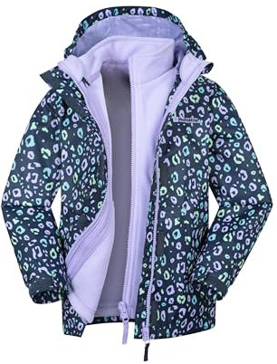 Mountain Warehouse Aries Kids 3-in-1 Waterproof Jacket -Taped Seams Childrens Rain Jacket, Detachable Hood Girls & Boys Raincoat - Best for Spring Summer Navy (Aries) Kids Size 11-12 Years
