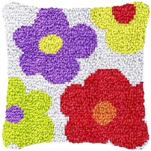 YOOTOM Kit de coussin à nouer soi-même, pour débutants, adultes ou enfants, kit de nouage à faire soi-même, 43 x 43 cm
