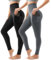 Sanpetix Sport Leggings Damen High Waist, Sporthose Damen Lang Mit Taschen Für Gym Yoga 2er Pack LXL Schwarz/Grau