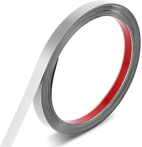 Garniture en métal brossé, bande métallique autocollante flexible en acier inoxydable pour cheminée, miroir, meubles et décoration artisanale 4,8 m