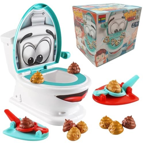 Poop Shooter Game Toilet Creative Toy with 12 Poops,2 Launchers,1 Sticker,Poo Toilet Game Toy Poo Shoot Game Pooping Toy Novelty Poo Games Weird Gifts Funny Toys for Kids Chrstmas Family Party Game