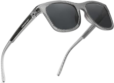 KINGSEVEN Modische polarisierte Sonnenbrille für Männer und Frauen, UV400-Schutz, ultraleicht, zum Radfahren, Autofahren, Angeln745-D4 (D4-Transparent gray)