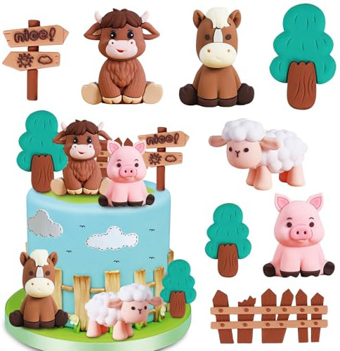 Tortendeko Bauernhof 8 Stück Kuchen Deko Bauernhof Tortendeko Tiere Bauernhof Geburtstag Deko Tortendeko Kindergeburtstag Tierfiguren Bauernhoftiere Bauernhof-Tier-Party