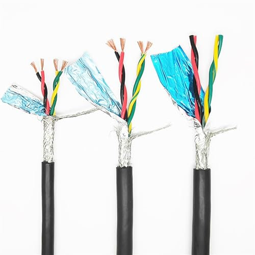 Teleskop Netzkabel, Verlängerung für Außen Audiokabel Monitornetzkabel Verdrehtes Paar Signalkontrolldraht 26AWG bis 18AWG 2 Kern zu Kern geschirmtes Kabel Solar ummantelt(18AWG 0.75mm2 Black