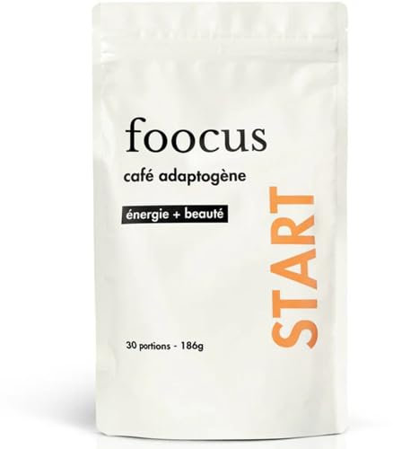 Foocus Café aux Champignons Adaptogenes en Poudre | Complex Lions Mane, Cordyceps, Chaga, Collagène | Mushroom Coffee Énergie et Concentration 30 portions (140g)