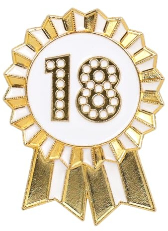 Talking Tables Badge Joyeux Or Blanc Émail Métal Rosette Réutilisable Accessoires pour Filles Adultes Enfants 18e Anniversaire Événement 4.5 cm de Diamètre