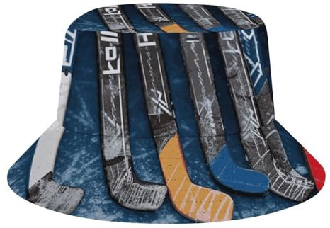 Ice Hockey Sticks Bucket Hat Sun Hats for Women Bucket Hats for Men Woman Sun Hat Hiking Hat Beach Hat Fishing Hat, Style, One Size