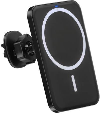 EnerDriveX Cargador Inalambrico Coche | Soporte Móvil [20X Imanes Fuerte] Cargador iPhone Coche | Rotación 360° | Carga Rápida 15W | Compatible con iPhone 12-16 Pro/Pro MAX