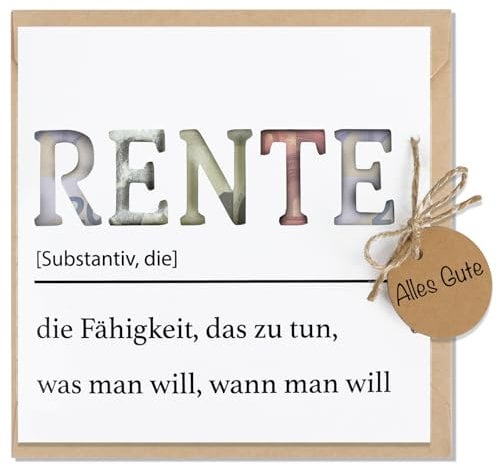 MEJOSER Geldgeschenk Verpackung Rente Ruhestand Karte Geschenk Geldkarte mit Umschlag Renteneintritt Geschenke für Rentner Frauen Männer Kollegen Abschied Abschiedsgeschenk