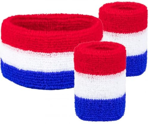 *** 2x 3-teilige Dutch Schweißbänder-2 Sets - Holland Sport Stirnband für WK, EK und Festivals - von Heble® ***