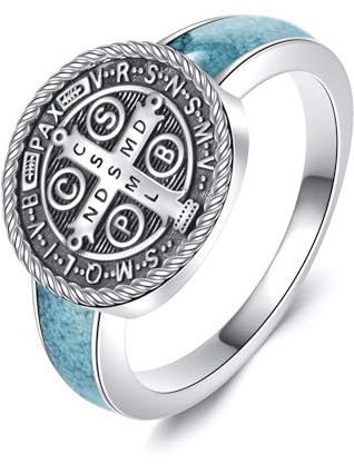 URONE Sankt Michael/Benedict/Christophorus Ring 925 Sterling Silber Erzengel Siegelring Religiöser Schmuck Geschenk für Frauen Männer