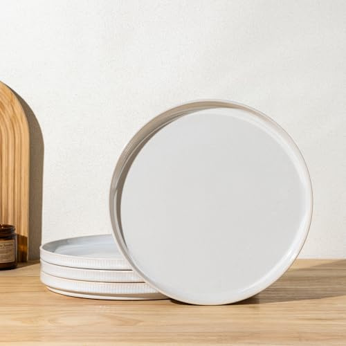 GBhome Stoneware Breakfast and Dessert Plates Set of 4-16 cm Scratch Resistant Ceramic Side Plate, Dishwasher and Microwave Safe, Salad/Small Plates-Beige