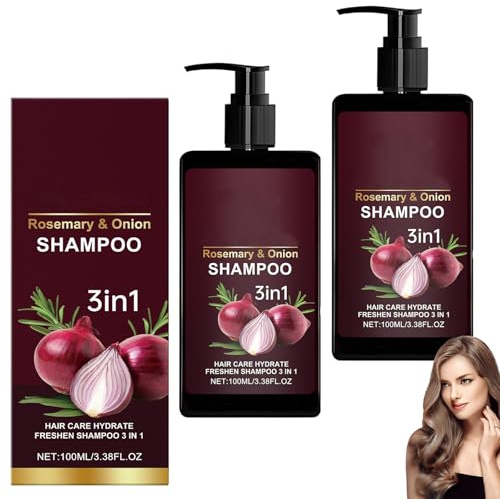 Zwiebel- und Rosmarinshampoo für Haarwachstum, 3-in-1-Pflegeshampoo, reduziert Haarausfall und Haarbruch, reinigt tiefenwirksam und spendet Feuchtigkeit (2pcs)