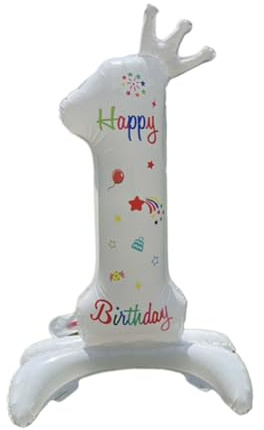Palloncini a elio con numeri digitali Happy Birthday Party Anniversary Decoration-Balloons Baby Shower Balloon 32 Inch Digital Big Inflator Pompa ad aria elettrica in piedi Corona bianca - Piccolo