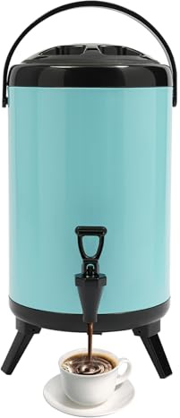 Dispensador de bebidas de acero inoxidable de 8 litros, portátil, con grifo, para fiestas, pícnics, exteriores, termo caliente, frío, 4-8 horas, mantiene la temperatura (azul)