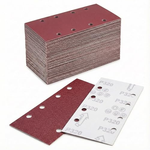 40 Pcs Sanding Sheets for Electric Sander, Rectangle Sanding Pads with 8 Holes, 95 x 185 mm Hook and Loop Sandpaper for Electric Sander Pads, Grits 60/80/120/180/320/600/800/1000