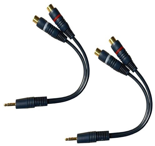 2 Stück RCA Y Cinch Splitter Kabel, Cinch Splitter 1 Stecker Auf 2 Buchse für Subwoofer, Phono, AV, Coaxial Audio, Verstärker, Heimkino, Lautsprecher, Stereoanlagen, Abschirmung Gegen Störungen, Blau