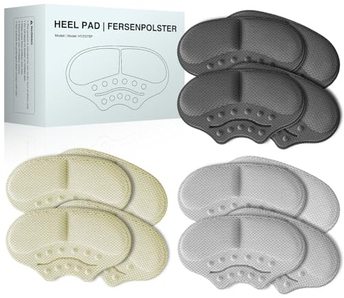 SURFOU Fersenpolster gegen Blasen, selbstklebender Fersenschutz, 6 Paar | Weiche und komfortable Schuheinlagen für zu große Schuhe, geeignet für Damen, Herren, High Heels, Sneaker und Sportschuhe