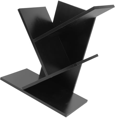 MOLUCKFU Schreibtisch Bücherregal 3 Stufiges Desktop Organizer Platzsparendes Büro Regal für Zeitschriften und Akten Einfache Montage ohne Werkzeug Schwarzbraun