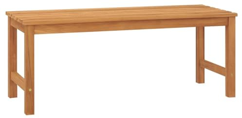 Owoxanthellate Gartenbank 114 cm Teak wetterfest Modernes Design 3-Sitzer ohne Lehne Balkon Sitzbank Outdoor auch Esszimmerbank Robustes Massivholz für Garten Terrasse Flur