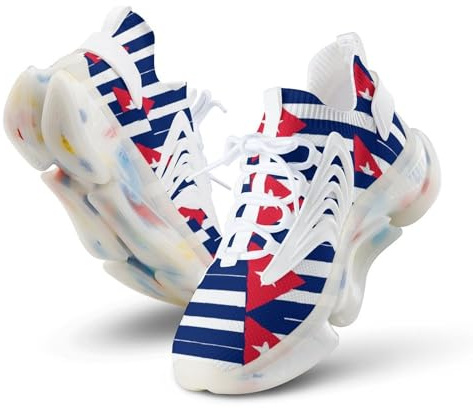 Zapatillas deportivas para correr con bandera de Cuba, para hombre, zapatillas deportivas para caminar, Estilo blanco, 40 2/3 EU
