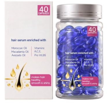 40 Capsules de Sérum Capillaire Nourrissant – Rend les Cheveux Sains, Lisses & Brillants – Soin Intensif pour Cheveux Secs & Abîmés