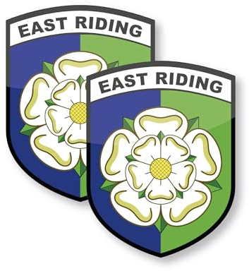 stika.co Set of 2 East Riding Flag Stickers – Static Cling Vinyl Decals for Windows & Glass – 87 x 66mm – Easy Application, Inside & Outside Use