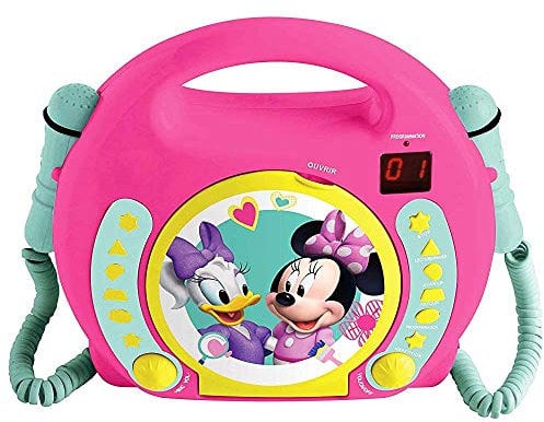 Lexibook, Disney Minnie, Portable CD player with Microphones, Music Player, Repeat and Programming, Karaoke, Headphones jack, Pink, RCDK100MN