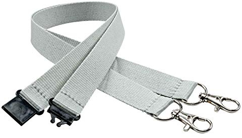 linie zwo ®, 10er Pack Schlüsselbänder 20 mm, 2x easy going Haken, Sicherheitsverschluss, Grau