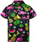 King Kameha Funky Chemise-Hawaienne, Manche-Courte, Flamingo-Melon, Noir, XS