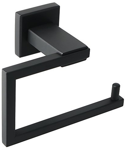 Sayayo Toilet Paper Roll Holder Wall Mounted, Towel Holder Hand Towel Ring, Modern Square Design, SUS304 Stainless Steel Matte Black