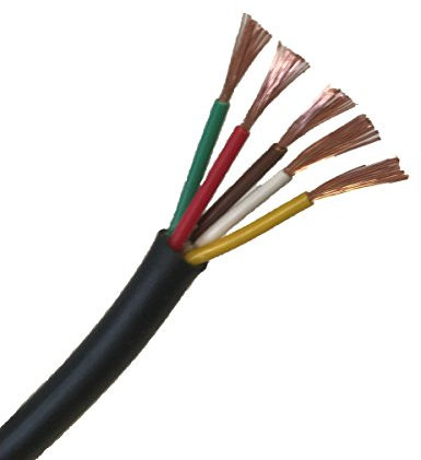 Wire4u 12V 24V AUTOMOTIVE 2/3/4/5/7 CORE THINWALL RED/BLACK CAR CABLE WIRE ROUND/FLAT (Round 5 Core 0.75mm² 14Amps, 50 Metres)