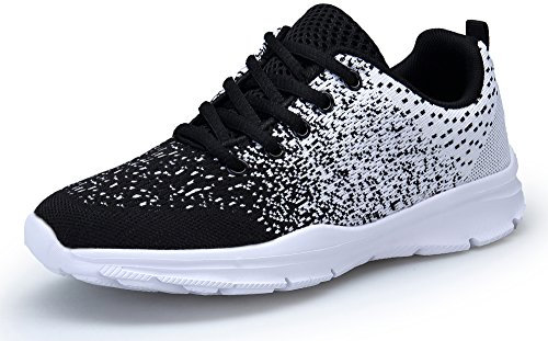 KOUDYEN Chaussures de Sport Course Homme Femme Basket Lacets Fitness Confortable Sneakers Trail Running Shoes,XZ746-W-blackwhite-EU40,XZ746-W-blackwhite-46EU