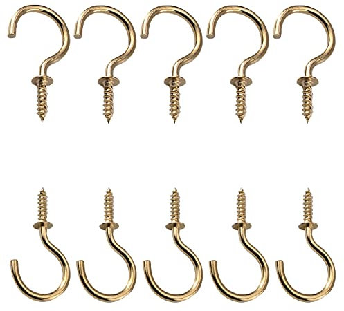 MroMax Decken-Schraubhaken Aufhängehaken, Messingbeschichtung, 25 Stück, OTH191026Z-0054, 20PCS 36*19