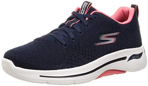 Skechers Go Walk Arch Fit Unify, Zapatillas Mujer, Navy/Coral, 36 EU