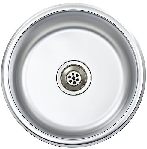 vidaXL Evier de Cuisine avec Crépine et Piège Evier Encastré Evier Rond Surface Anti-rayure Maison Intérieur Durable Acier Inoxydable 42 x 16 cm