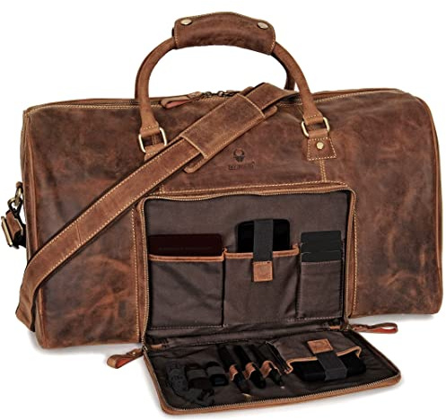 DONBOLSO Weekender Neapel - Hochwertige Reisetasche Herren groß - Leder Reisetasche Braun - Größe L mit 40 Litern, Handgepäck Ledertasche - Klassischer Donbolso Vintage Braun