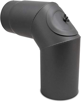LANZZAS Ofenrohr Bogen 90° mit Tür, im Durchmesser 120 mm - Farbe: gussgrau - Rauchrohr Bogen