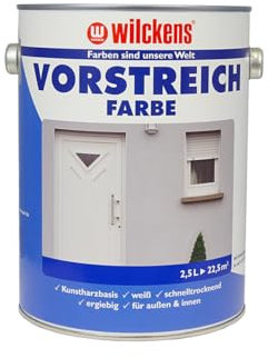 Vorstreichfarbe weiß 2,5 l ca. 12 m² / Liter Farbe Innen Außen Zwischenanstrich Voranstrich Wilckens
