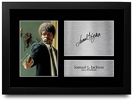 HWC Trading FR A4 Samuel L Jackson Pulp Fiction Geschenke Gedruckt, Signiert Autogramm Bild Für Film-Erinnerungsstücke-Fans - A4 Framed