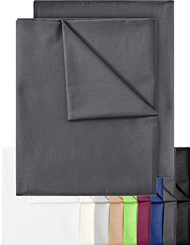 GREEN MARK Textilien 2er Pack Klassische Bettlaken Betttuch Laken Leintuch Haustuch 100% Baumwolle ohne Gummizug vielen Größen und Farben Größe: 140x200 cm, anthrazit grau