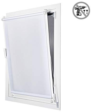 Estores Basic - Estor Translúcido, Estor Enrollable instalación sin Tornillos, Ideal para Puertas abatibles, Blanco, 45 x 180cm