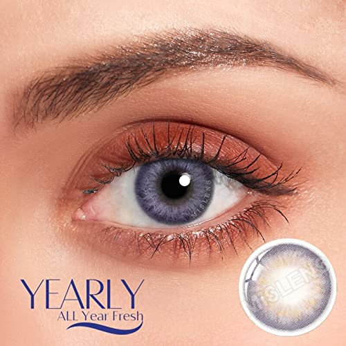 MISLENS Pack Lentillas de Hidrogel blandas 1 par Lentes de contacto color verde sin graduación. Duración: 12 meses. Incluye de regalo estuche y 10ml de solución. (VIOLETA)