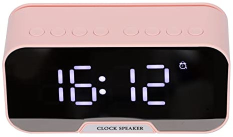 Elprico Radio-réveil, D-88 Réveil Bluetooth Multifonctionnel avec Haut-Parleur, Haut-Parleur à Fonction Double Réveil pour Chambre à Coucher, Bureau(Rose)